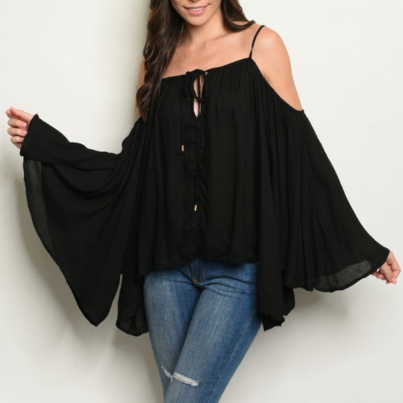 Last 1! COLD SHOULDER & BELL SLEEVE TOP - Picture 5 of 6